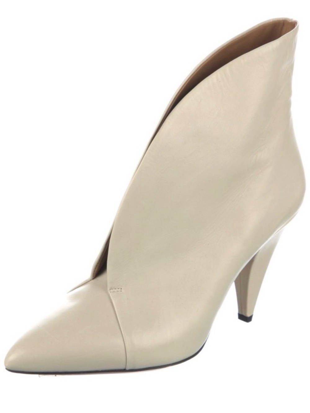 Isabel Marant Cream Leather Pointed V-Front Ankle Boot
